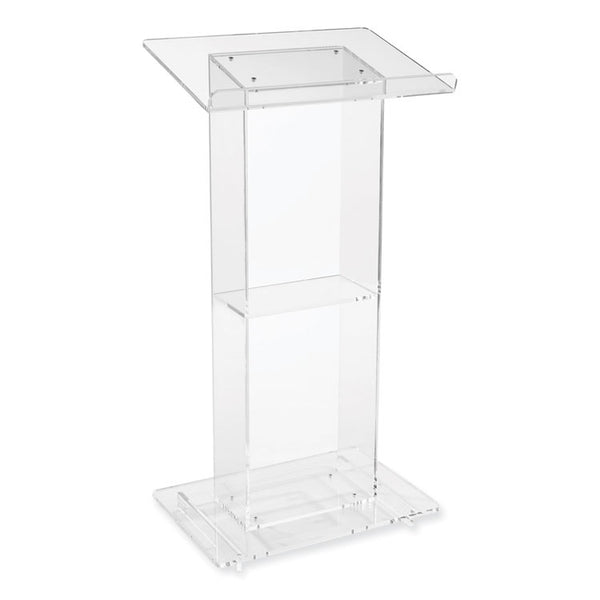 Oklahoma Sound® Clear Acrylic Lectern with Shelf, 24 x 15 x 46, Clear, Ships in 1-3 Business Days (NPS401S)