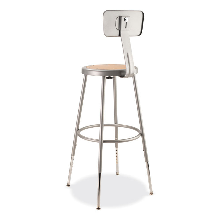 NPS® 6200 Series 25"-33" Height Adjustable Heavy Duty Stool w/Backrest, Supports 500lb, Brown Seat/Gray Base,Ships in 1-3 Bus Days (NPS6224HB) Each