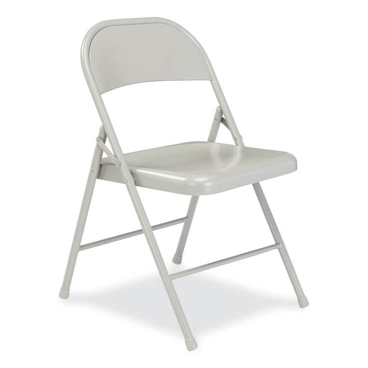 BASICS by NPS® 900 Series All-Steel Folding Chair, Supports 250 lb, 17.75" Seat Height, Gray Seat/Back/Base, 4/CT,Ships in 1-3 Business Days (NPS902) Case of 4