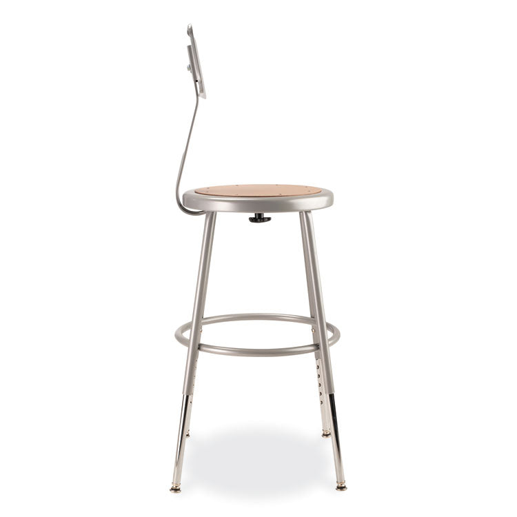 NPS® 6200 Series 19"-27" Height Adjustable HD Stool w/Backrest, Supports 500 lb, Brown Seat, Gray Back/Base, Ships in 1-3 Bus Days (NPS6218HB) Each