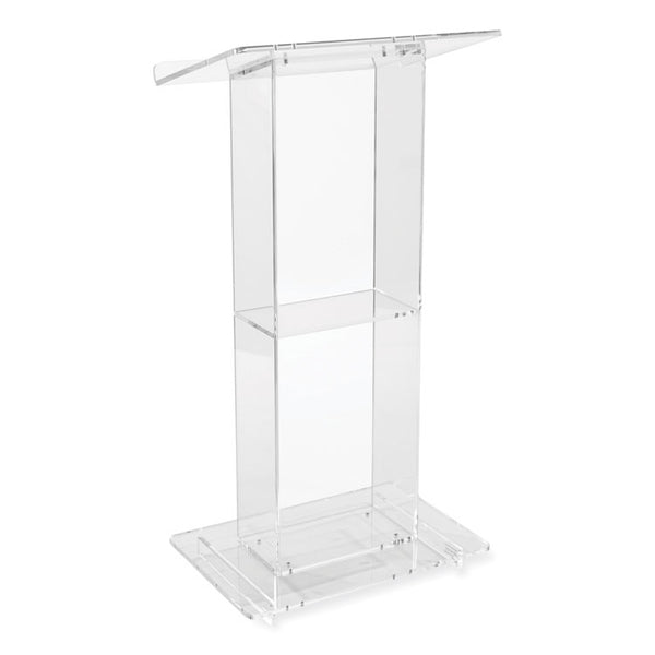 Oklahoma Sound® Clear Acrylic Lectern with Shelf, 24 x 15 x 46, Clear, Ships in 1-3 Business Days (NPS401S)