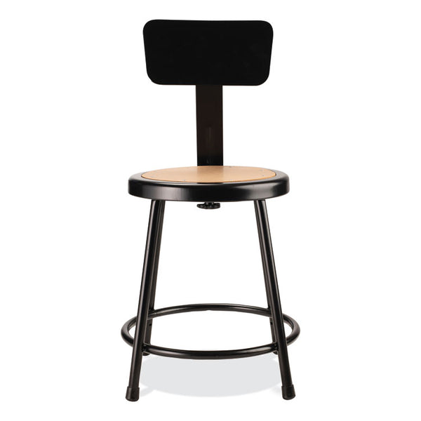 NPS® 6200 Series 18" Heavy Duty Stool w/Backrest, Supports 500 lb, 33" Seat Ht, Brown Seat, Black Back/Base, Ships in 1-3 Bus Days (NPS6218B10)