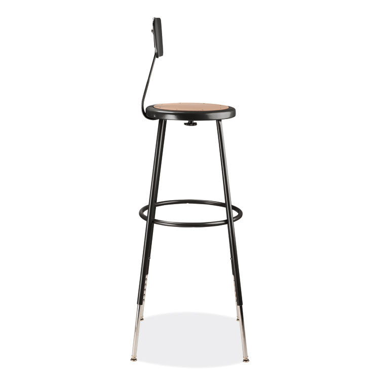 NPS® 6200 Series 32"-39" Height Adj Heavy Duty Stool With Backrest, Supports 500 lb, Brown Seat, Black Base, Ships in 1-3 Bus Days (NPS6230HB10) Each