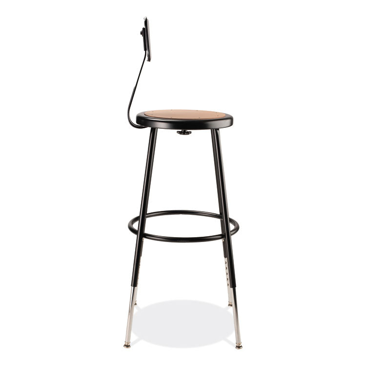 NPS® 6200 Series 25"-33" Height Adj Heavy Duty Stool With Backrest, Supports 500 lb, Brown Seat, Black Base, Ships in 1-3 Bus Days (NPS6224HB10) Each