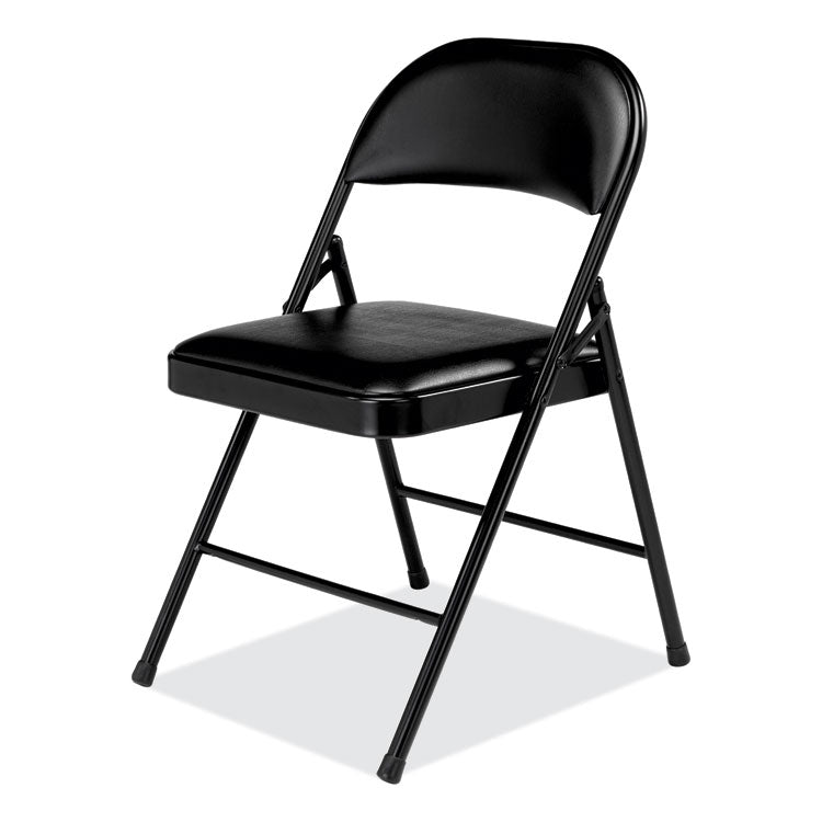 BASICS by NPS® 950 Series Vinyl Padded Steel Folding Chair, Supports Up to 250 lb, 17.75" Seat Height, Black, 4/Carton,Ships in 1-3 Bus Days (NPS950) Case of 4