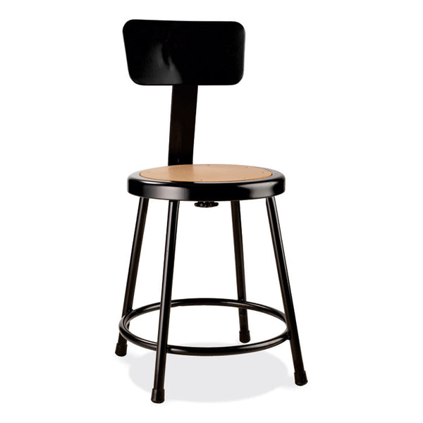 NPS® 6200 Series 18" Heavy Duty Stool w/Backrest, Supports 500 lb, 33" Seat Ht, Brown Seat, Black Back/Base, Ships in 1-3 Bus Days (NPS6218B10)