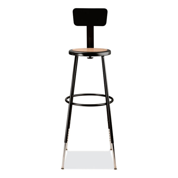 NPS® 6200 Series 32"-39" Height Adj Heavy Duty Stool With Backrest, Supports 500 lb, Brown Seat, Black Base, Ships in 1-3 Bus Days (NPS6230HB10)