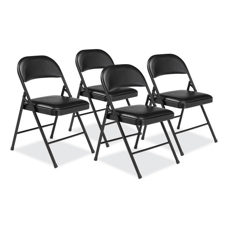 BASICS by NPS® 950 Series Vinyl Padded Steel Folding Chair, Supports Up to 250 lb, 17.75" Seat Height, Black, 4/Carton,Ships in 1-3 Bus Days (NPS950) Case of 4