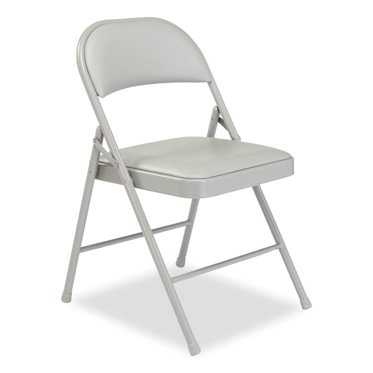 BASICS by NPS® 950 Series Vinyl Padded Steel Folding Chair, Supports Up to 250 lb, 17.75" Seat Height, Gray, 4/Carton, Ships in 1-3 Bus Days (NPS952) Case of 4