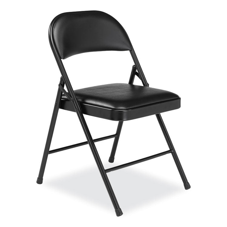 BASICS by NPS® 950 Series Vinyl Padded Steel Folding Chair, Supports Up to 250 lb, 17.75" Seat Height, Black, 4/Carton,Ships in 1-3 Bus Days (NPS950) Case of 4