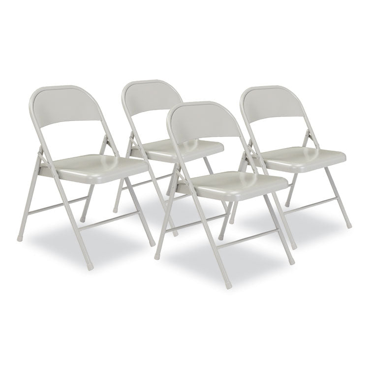 BASICS by NPS® 900 Series All-Steel Folding Chair, Supports 250 lb, 17.75" Seat Height, Gray Seat/Back/Base, 4/CT,Ships in 1-3 Business Days (NPS902) Case of 4