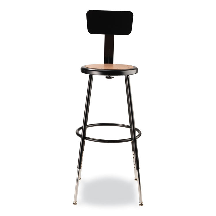 NPS® 6200 Series 25"-33" Height Adj Heavy Duty Stool With Backrest, Supports 500 lb, Brown Seat, Black Base, Ships in 1-3 Bus Days (NPS6224HB10) Each