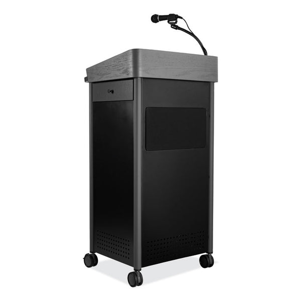 Oklahoma Sound® Greystone Lectern with Sound, 23.5 x 19.25 x 45.5, Charcoal Gray, Ships in 1-3 Business Days (NPSGSLS)