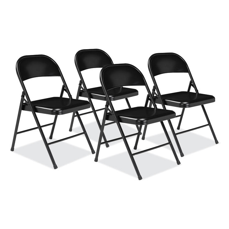 BASICS by NPS® 900 Series All-Steel Folding Chair, Supports 250lb, 17.75" Seat Height, Black Seat/Back/Base, 4/CT,Ships in 1-3 Business Days (NPS910) Case of 4