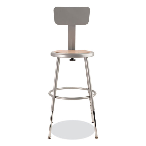 NPS® 6200 Series 19"-27" Height Adjustable HD Stool w/Backrest, Supports 500 lb, Brown Seat, Gray Back/Base, Ships in 1-3 Bus Days (NPS6218HB)