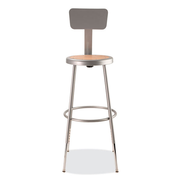 NPS® 6200 Series 25"-33" Height Adjustable Heavy Duty Stool w/Backrest, Supports 500lb, Brown Seat/Gray Base,Ships in 1-3 Bus Days (NPS6224HB)