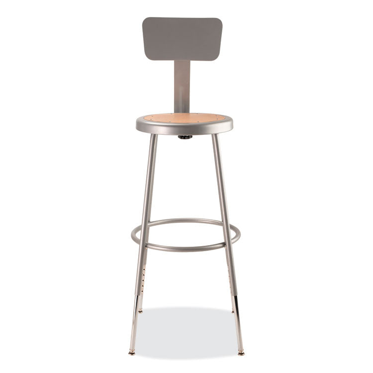 NPS® 6200 Series 25"-33" Height Adjustable Heavy Duty Stool w/Backrest, Supports 500lb, Brown Seat/Gray Base,Ships in 1-3 Bus Days (NPS6224HB) Each