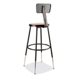 NPS® 6200 Series 25"-33" Height Adj Heavy Duty Stool With Backrest, Supports 500 lb, Brown Seat, Black Base, Ships in 1-3 Bus Days (NPS6224HB10) Each