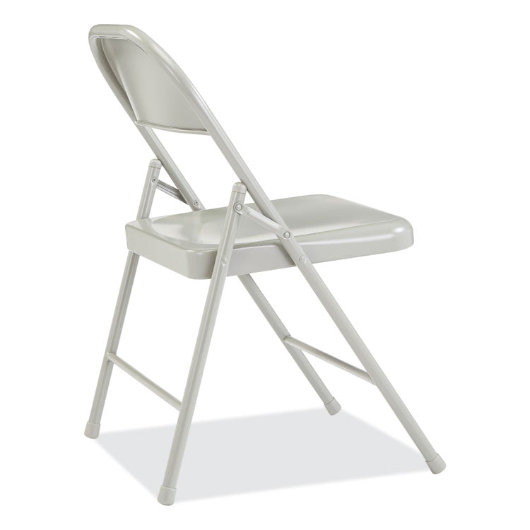 BASICS by NPS® 900 Series All-Steel Folding Chair, Supports 250 lb, 17.75" Seat Height, Gray Seat/Back/Base, 4/CT,Ships in 1-3 Business Days (NPS902) Case of 4