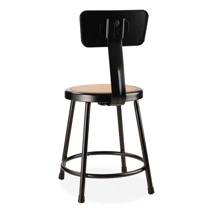 NPS® 6200 Series 18" Heavy Duty Stool w/Backrest, Supports 500 lb, 33" Seat Ht, Brown Seat, Black Back/Base, Ships in 1-3 Bus Days (NPS6218B10) Each