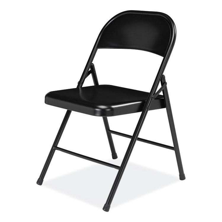 BASICS by NPS® 900 Series All-Steel Folding Chair, Supports 250lb, 17.75" Seat Height, Black Seat/Back/Base, 4/CT,Ships in 1-3 Business Days (NPS910) Case of 4