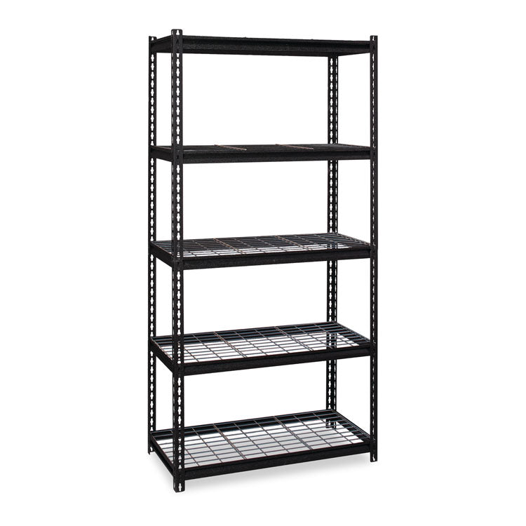 Hirsh Industries® Iron Horse 2300 Wire Deck Shelving, Five-Shelf, 36w x 18d x 72h, Black, Ships in 4-6 Business Days (HID22130) Each