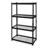 Hirsh Industries® Iron Horse 2300 Wire Deck Shelving, Four-Shelf, 36w x 18d x 60h, Black, Ships in 4-6 Business Days (HID22129)