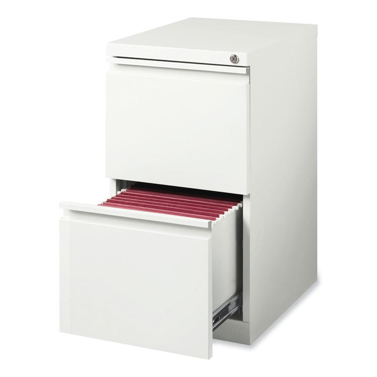 Hirsh Industries® Full-Width Pull 20 Deep Mobile Pedestal File, 2-Drawer: File/File, Letter, White, 15x19.88x27.75, Ships in 4-6 Business Days (HID19357)