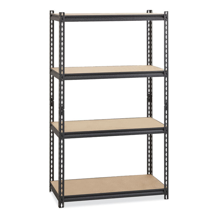 Hirsh Industries® Iron Horse 2300 Rivet Shelving, Four-Shelf, 36w x 18d x 60h, Black, Ships in 4-6 Business Days (HID20991)