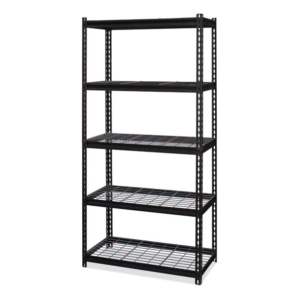 Hirsh Industries® Iron Horse 2300 Wire Deck Shelving, Five-Shelf, 36w x 18d x 72h, Black, Ships in 4-6 Business Days (HID22130)