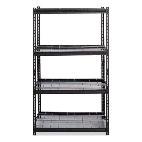 Hirsh Industries® Iron Horse 2300 Wire Deck Shelving, Four-Shelf, 36w x 18d x 60h, Black, Ships in 4-6 Business Days (HID22129)