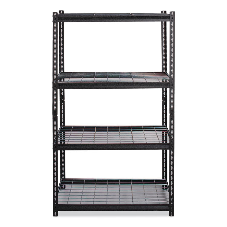 Hirsh Industries® Iron Horse 2300 Wire Deck Shelving, Four-Shelf, 36w x 18d x 60h, Black, Ships in 4-6 Business Days (HID22129)