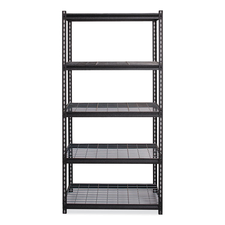 Hirsh Industries® Iron Horse 2300 Wire Deck Shelving, Five-Shelf, 36w x 18d x 72h, Black, Ships in 4-6 Business Days (HID22130)