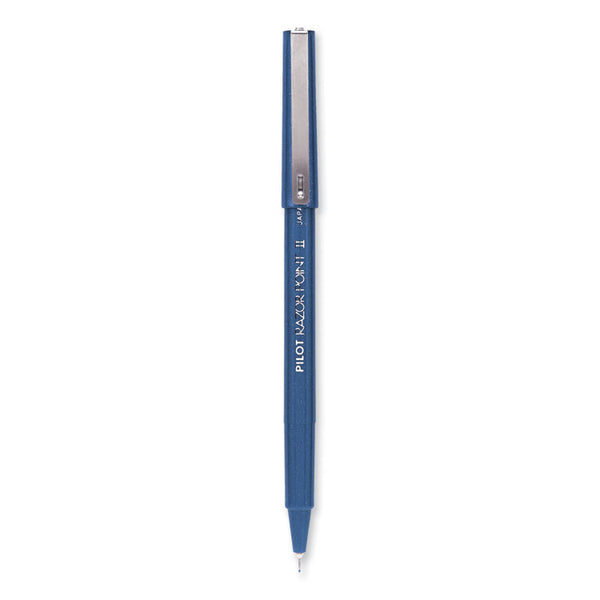 Pilot® Razor Point II Super Fine Line Porous Point Pen, Stick, Ultra-Fine 0.2 mm, Blue Ink, Blue Barrel, Dozen (PIL11003)