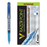 Pilot® V Razor Point Liquid Ink Porous Point Pen, Stick, Extra-Fine 0.5 mm, Blue Ink, Gray/Translucent Blue Barrel, Dozen (PIL11021)