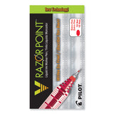 Pilot® V Razor Point Liquid Ink Porous Point Pen, Stick, Extra-Fine 0.5 mm, Red Ink, Gray/Translucent Red Barrel, Dozen (PIL11022)