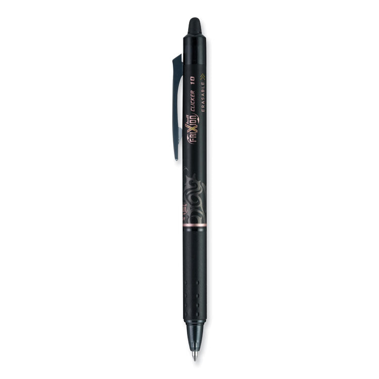 Pilot® FriXion Clicker Erasable Gel Pen, Retractable, Bold 1 mm, Black Ink, Black Barrel, Dozen (PIL11384)