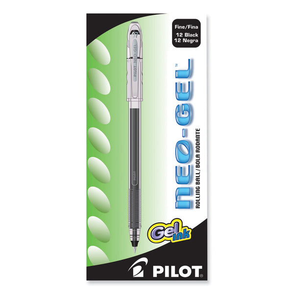 Pilot® Neo-Gel Gel Pen, Stick, Fine 0.7 mm, Black Ink, Black Barrel, Dozen (PIL14001)