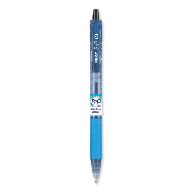 Pilot® B2P Bottle-2-Pen Recycled Ballpoint Pen, Retractable, Medium 1 mm, Black Ink, Translucent Blue Barrel, Dozen (PIL32800)