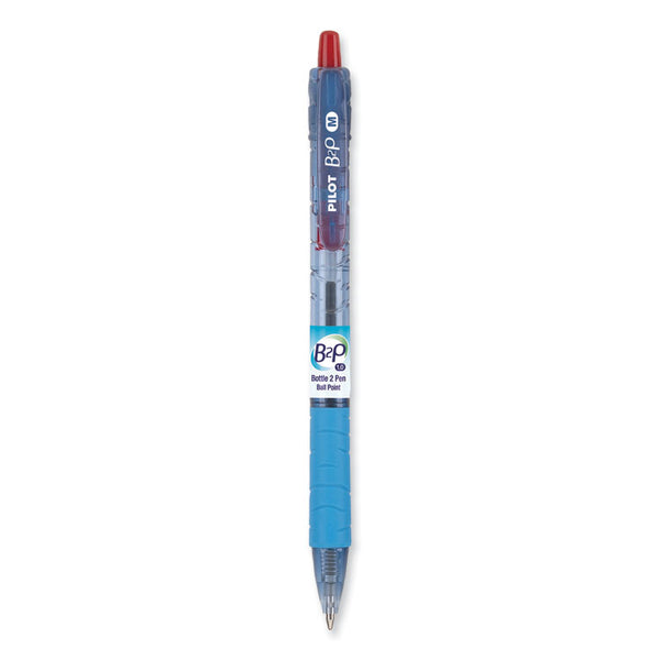 Pilot® B2P Bottle-2-Pen Recycled Ballpoint Pen, Retractable, Medium 1 mm, Red Ink, Translucent Blue Barrel, Dozen (PIL32802)