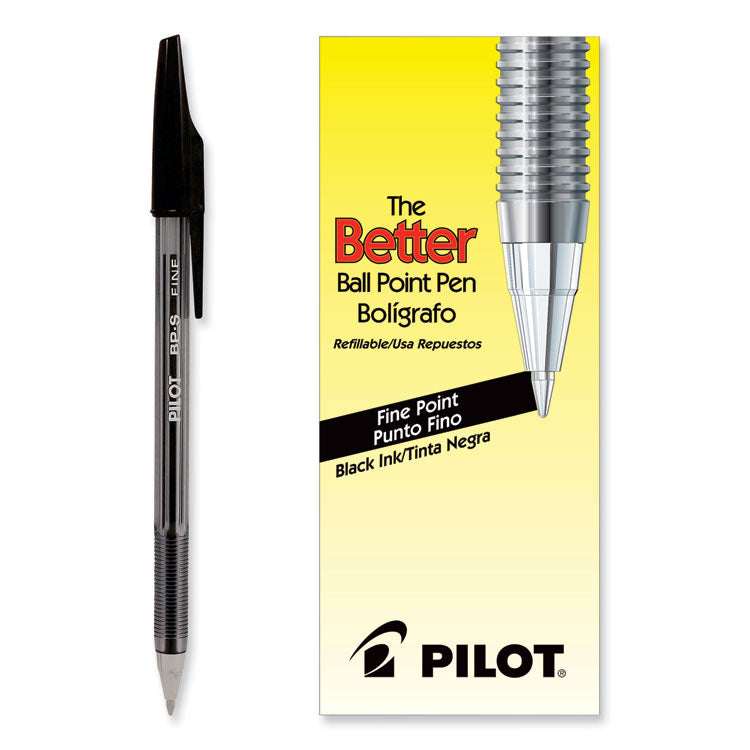 Pilot® Better Ballpoint Pen, Stick, Fine 0.7 mm, Black Ink, Smoke Barrel, Dozen (PIL35011)