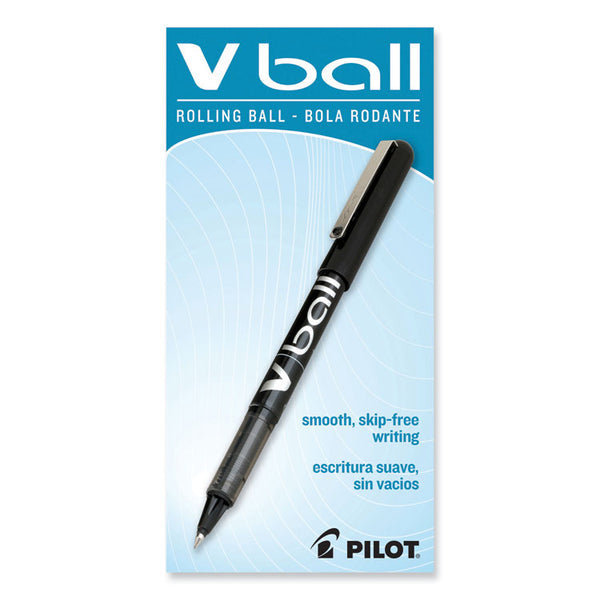 Pilot® VBall Liquid Ink Roller Ball Pen, Stick, Extra-Fine 0.5 mm, Black Ink, Black/Clear Barrel, Dozen (PIL35200)