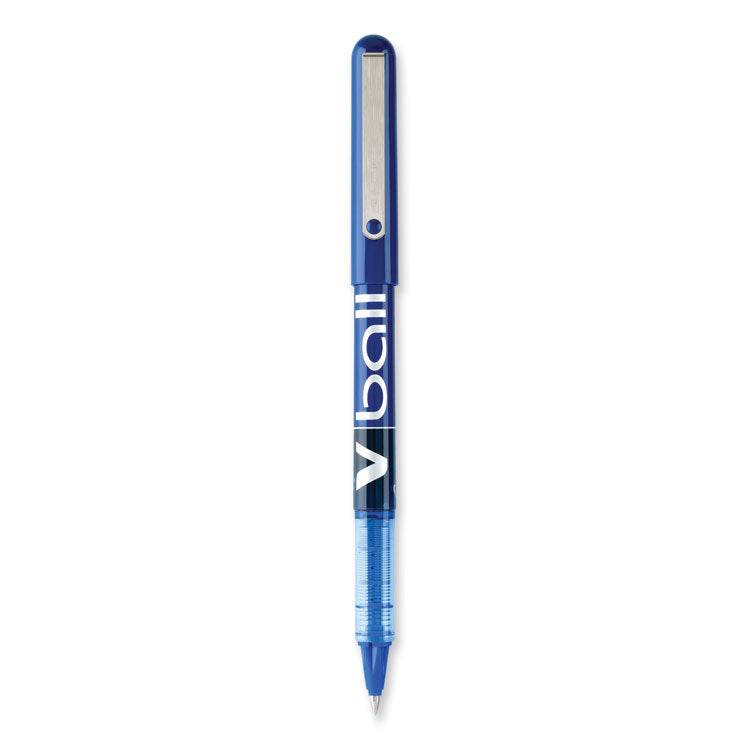 Pilot® VBall Liquid Ink Roller Ball Pen, Stick, Extra-Fine 0.5 mm, Blue Ink, Blue/Clear Barrel, Dozen (PIL35201)