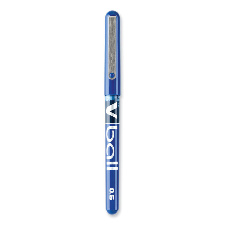 Pilot® VBall Liquid Ink Roller Ball Pen, Stick, Extra-Fine 0.5 mm, Blue Ink, Blue/Clear Barrel, Dozen (PIL35201)