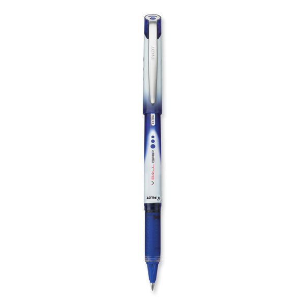 Pilot® VBall Grip Liquid Ink Roller Ball Pen, Stick, Extra-Fine 0.5 mm, Blue Ink, Blue/White Barrel, Dozen (PIL35471)