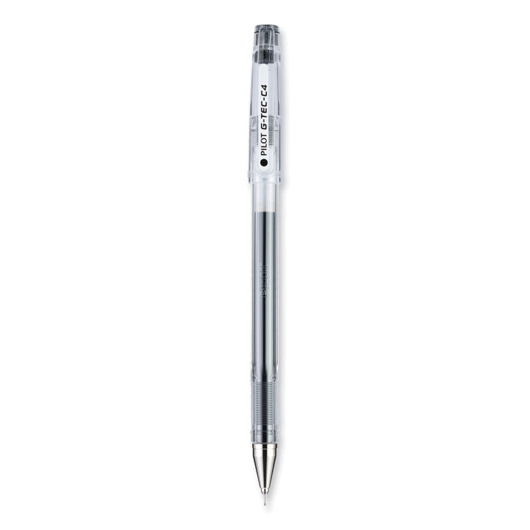 Pilot® G-TEC-C Ultra Gel Pen, Stick, Extra-Fine 0.4 mm, Black Ink, Clear/Black Barrel, Dozen (PIL35491)