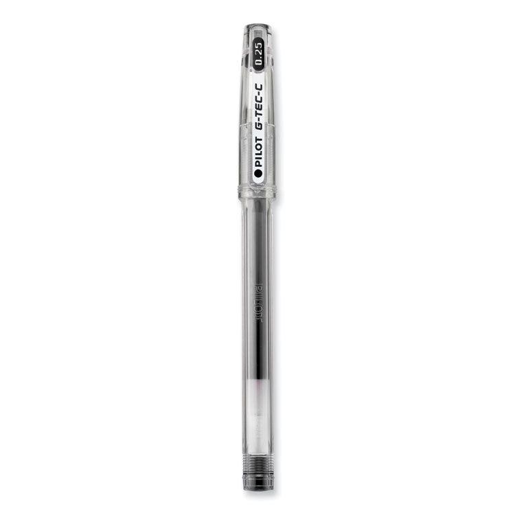 Pilot® G-TEC-C Ultra Gel Pen, Stick, Extra-Fine 0.4 mm, Black Ink, Clear/Black Barrel, Dozen (PIL35491)