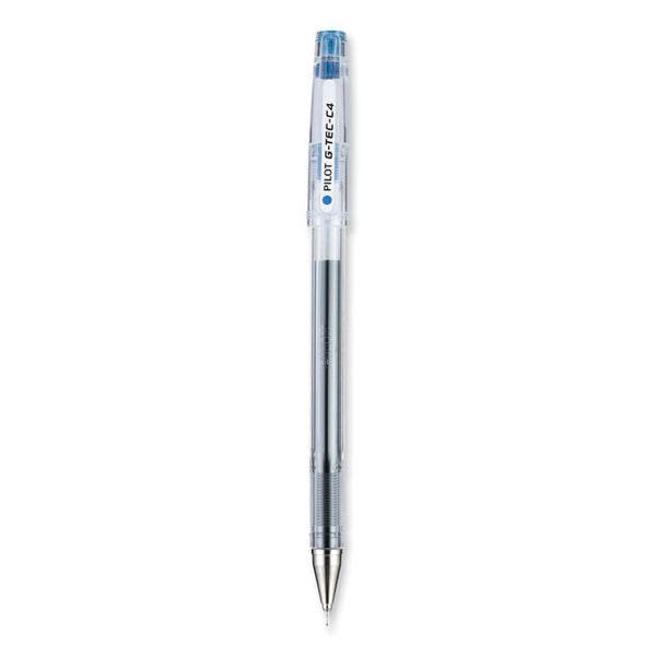 Pilot® G-TEC-C Ultra Gel Pen, Stick, Extra-Fine 0.4 mm, Blue Ink, Clear/Blue Barrel, Dozen (PIL35492)