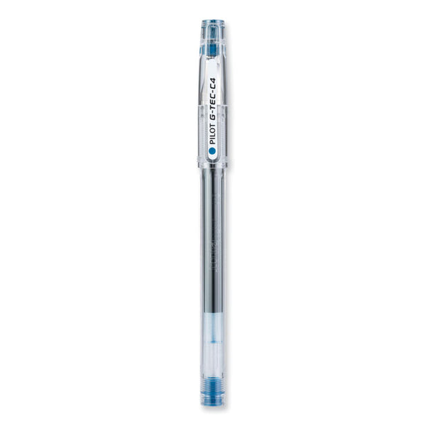 Pilot® G-TEC-C Ultra Gel Pen, Stick, Extra-Fine 0.4 mm, Blue Ink, Clear/Blue Barrel, Dozen (PIL35492)