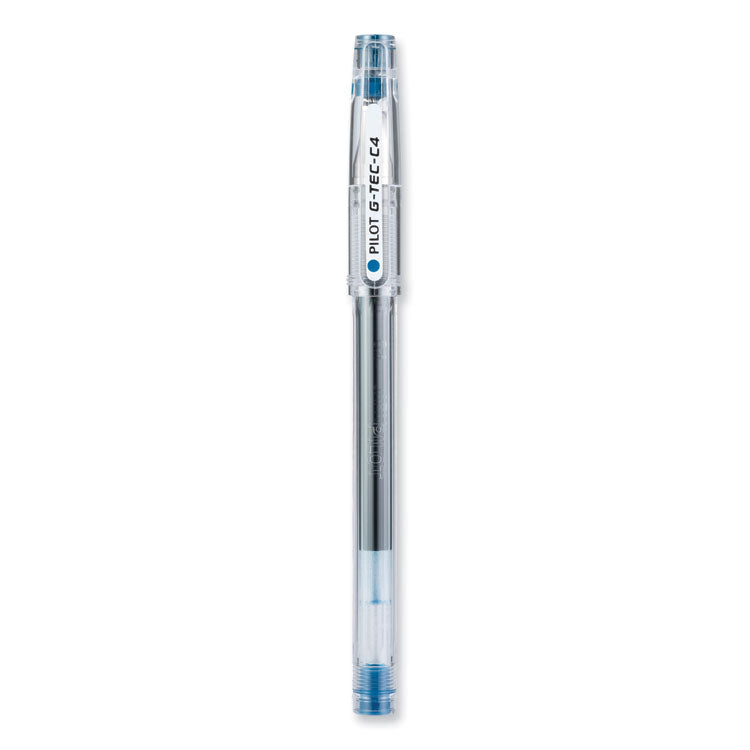 Pilot® G-TEC-C Ultra Gel Pen, Stick, Extra-Fine 0.4 mm, Blue Ink, Clear/Blue Barrel, Dozen (PIL35492)